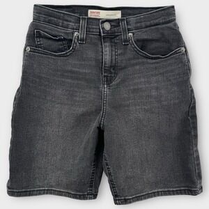 Levi's Signature Shorts Boys 12 Regular Loose Skate Fit Black Denim Y2K